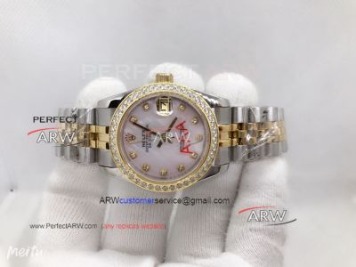 Ladies Rolex Datejust 31 Two Tone Pink Diamond Dial Diamond Bezel Replica Watches